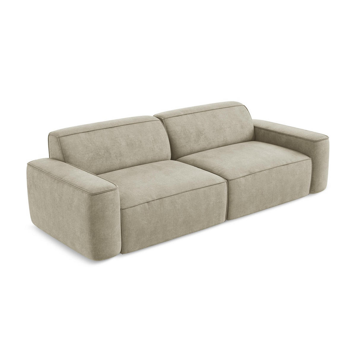 4-SITZER-SOFA Chenille Stoff Beige - Beige/Schwarz, Holzwerkstoff/Kunststoff (244/70/102cm) - LaMiaSofa