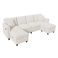 WOHNLANDSCHAFT Modular umwandelbar L-/U-Form mit 2 Stauraumhockern, DE-42506, Beige - Beige, Metall (261/82/134cm) - ComfortXL