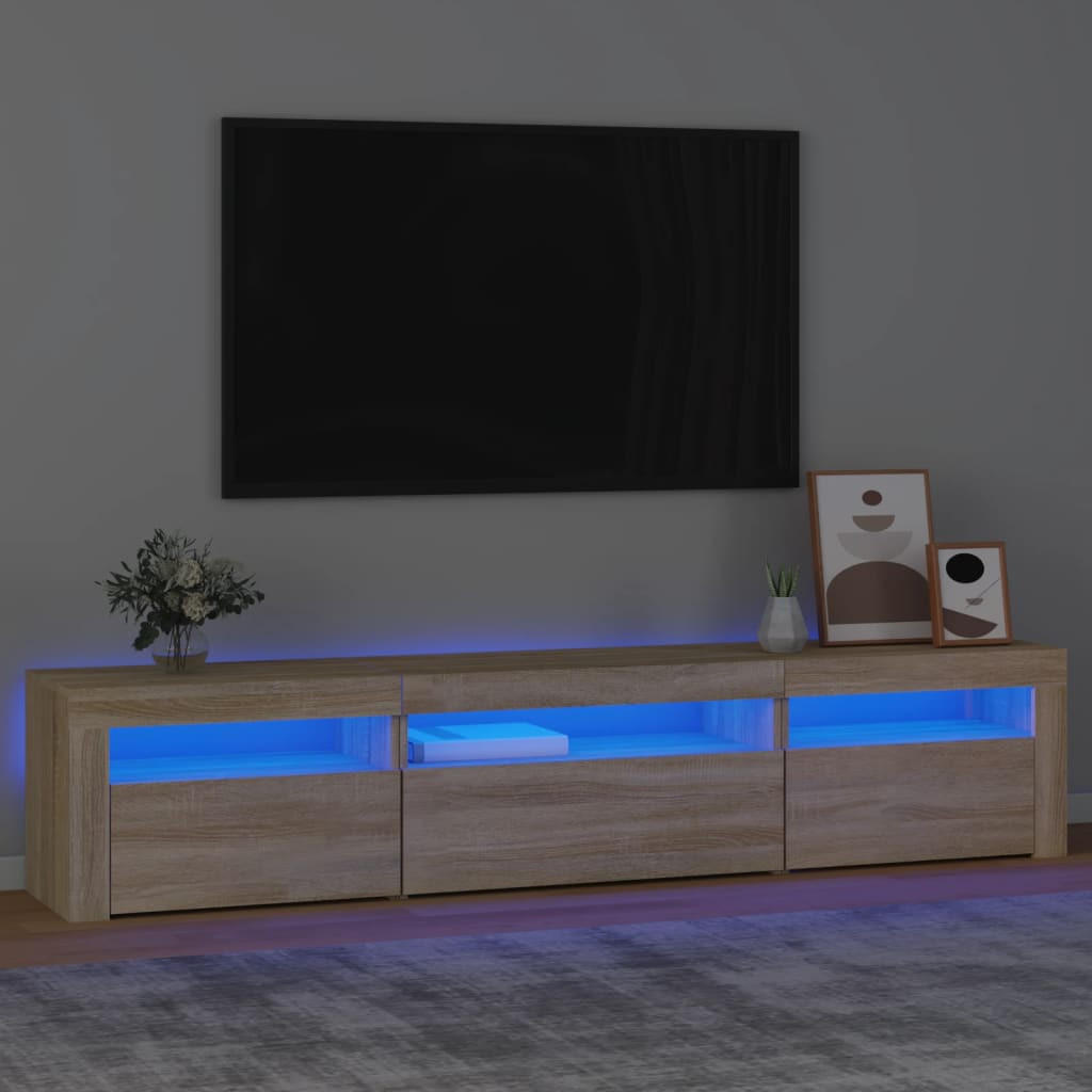 LOWBOARD mit Led-Leuchten 195/35/40 cm aus Holzwerkstoff in Sonoma-Eiche Dekor - Sonoma Eiche, Holz (195/40/35cm) - vidaXL
