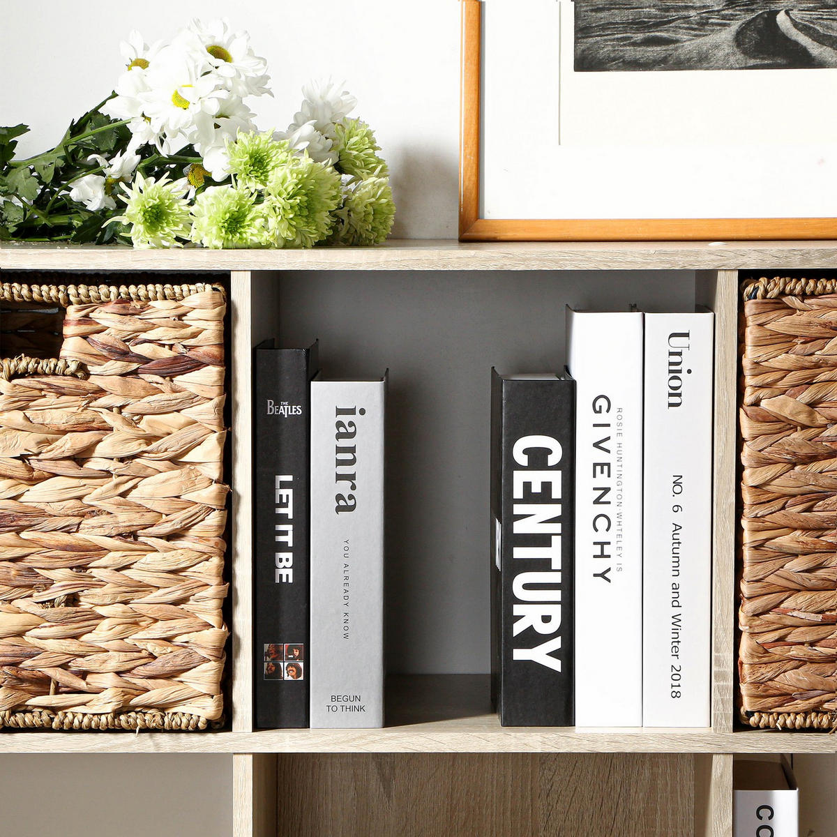 REGAL mit 9 Fächern - Eschefarben, Holzwerkstoff (29.5/92.5/92.5cm) - Calicosy