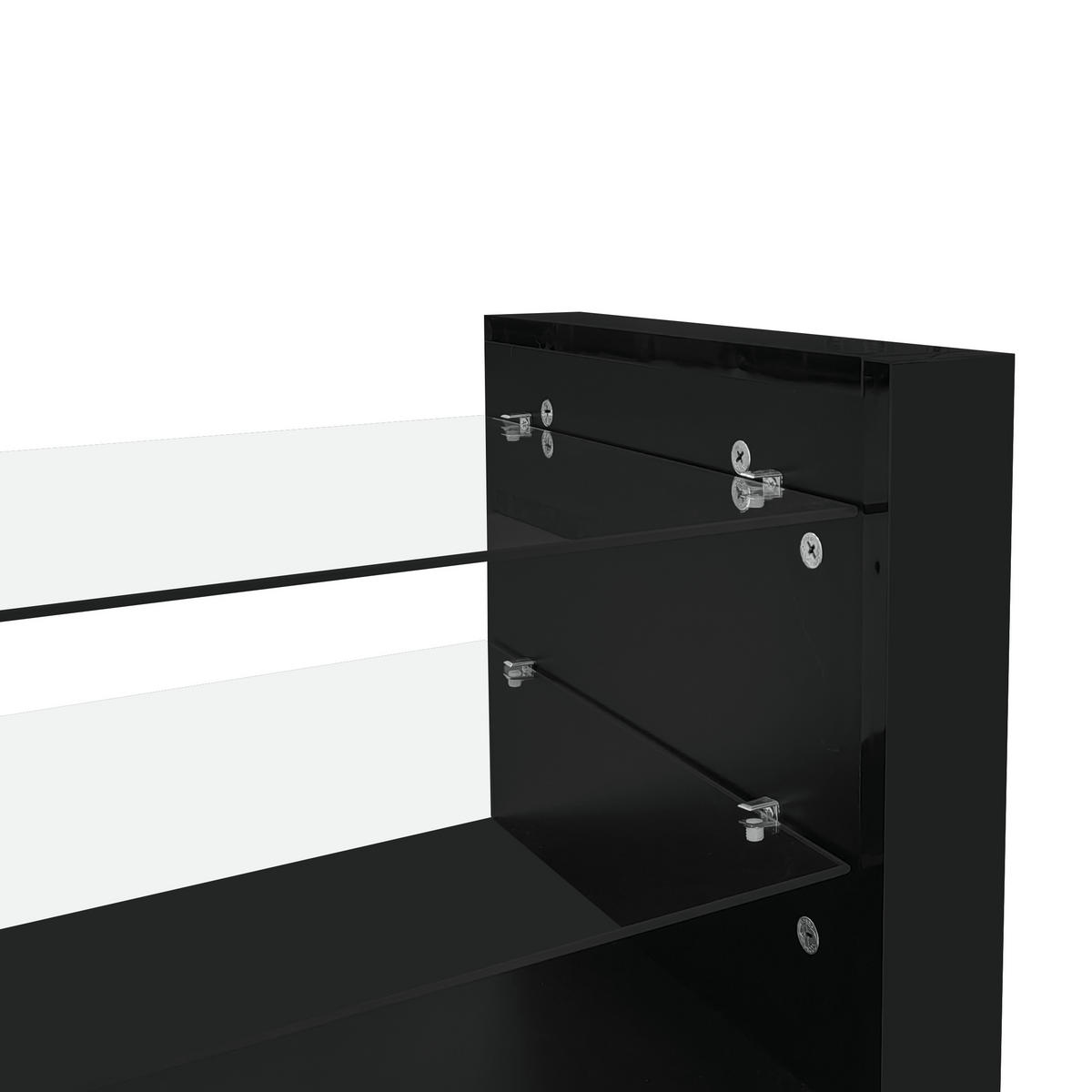 TV-ELEMENT mit Couchtisch - Kombination 2er-Set Hochglanz mit LED - Schwarz, Holzwerkstoff (181/38/38cm) - OKWISH