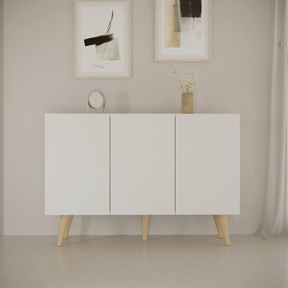 KOMODA Toronto Biela - biela, kompozitné drevo (120/95.5/40cm) - Petits-meubles