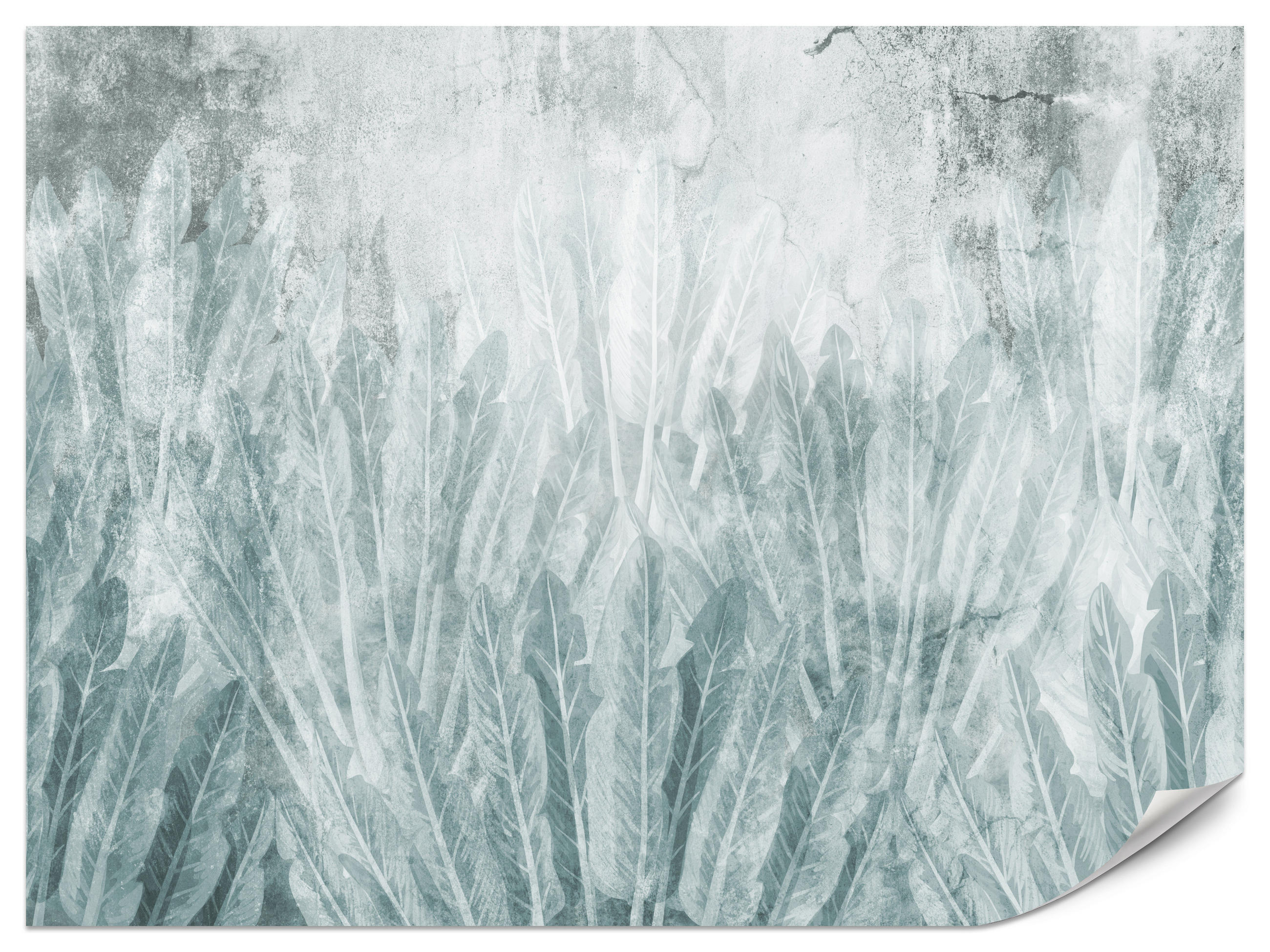 FOTOTAPETE Beton Bananenblätter Retro Grau Abstrakt Pflanzen Vintage 250x175 - Grau, Papier (250/175cm) - Muralo