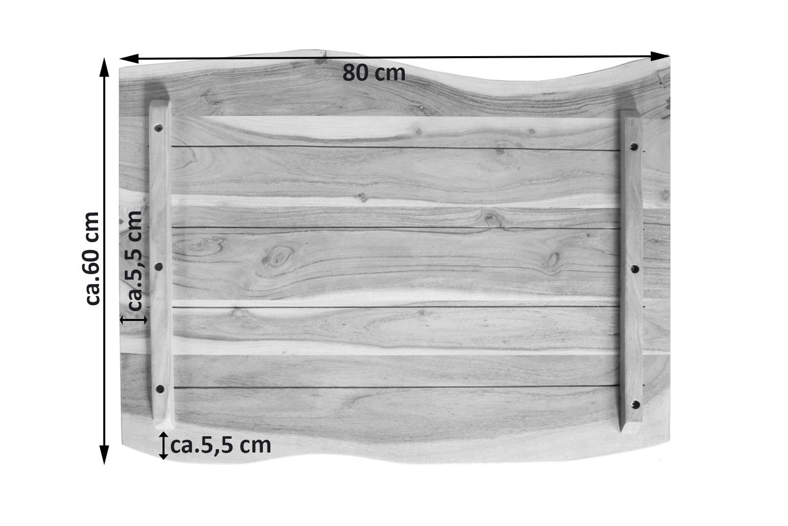 TISCHPLATTE CURT - Beige/Naturfarben, Akazienholz/Holz (60/80/3cm) - SAM