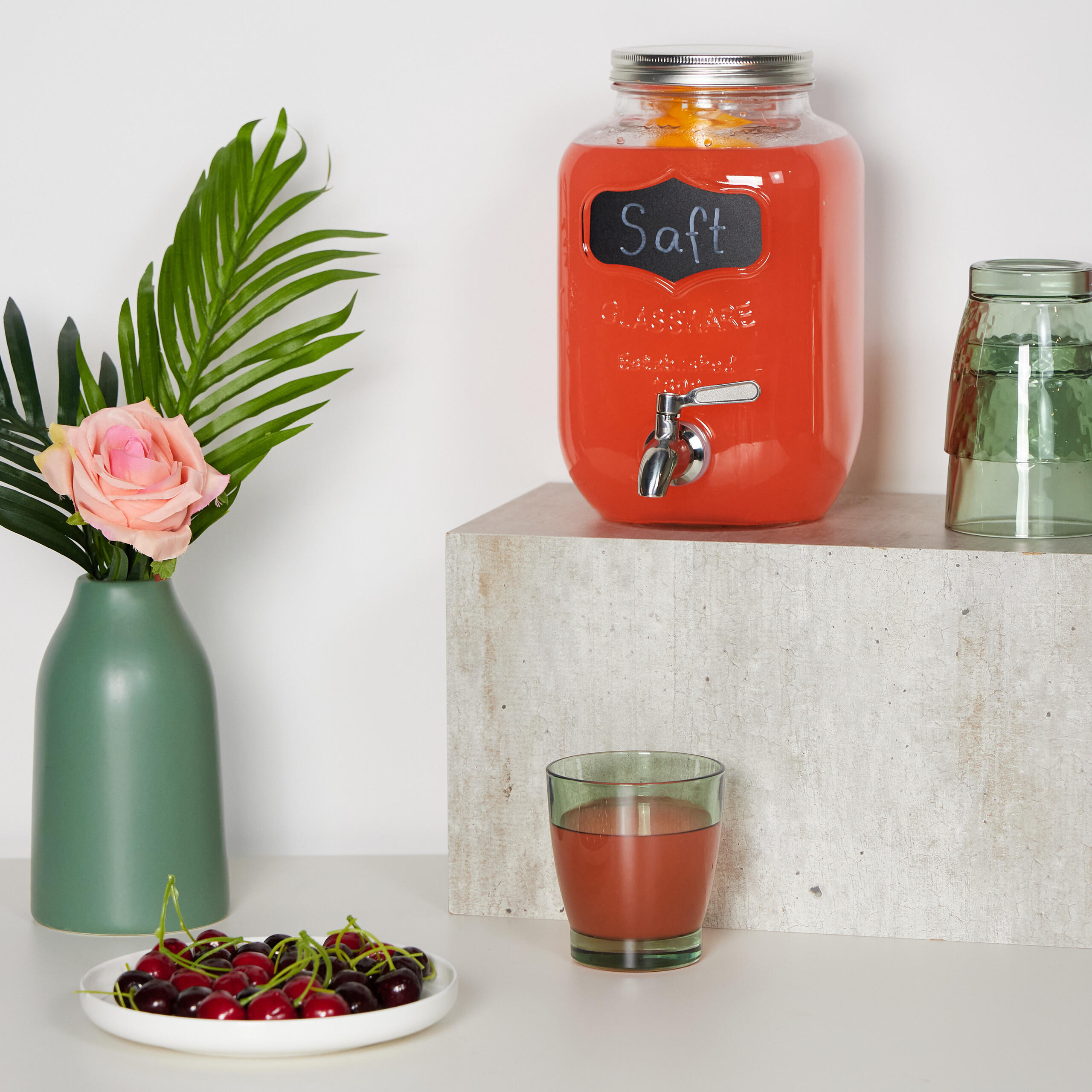 GETRÄNKESPENDER - Transparent, Glas/Metall (4L) - Relaxdays