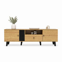 TV-LOWBOARD aus Spanplatte 170x40x50,5 cm Schwarz/Holzfarben mit 2 Türen und Schublade - Schwarz, Holzwerkstoff (170/50.5/40cm) - IVMEU