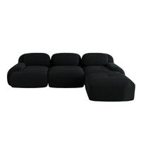 ECKSOFA 298/178/70 cm Schwarz Cord mit extra-breiten Armlehnen - Schwarz, Textil/Metall (298/178cm) - Oxeza