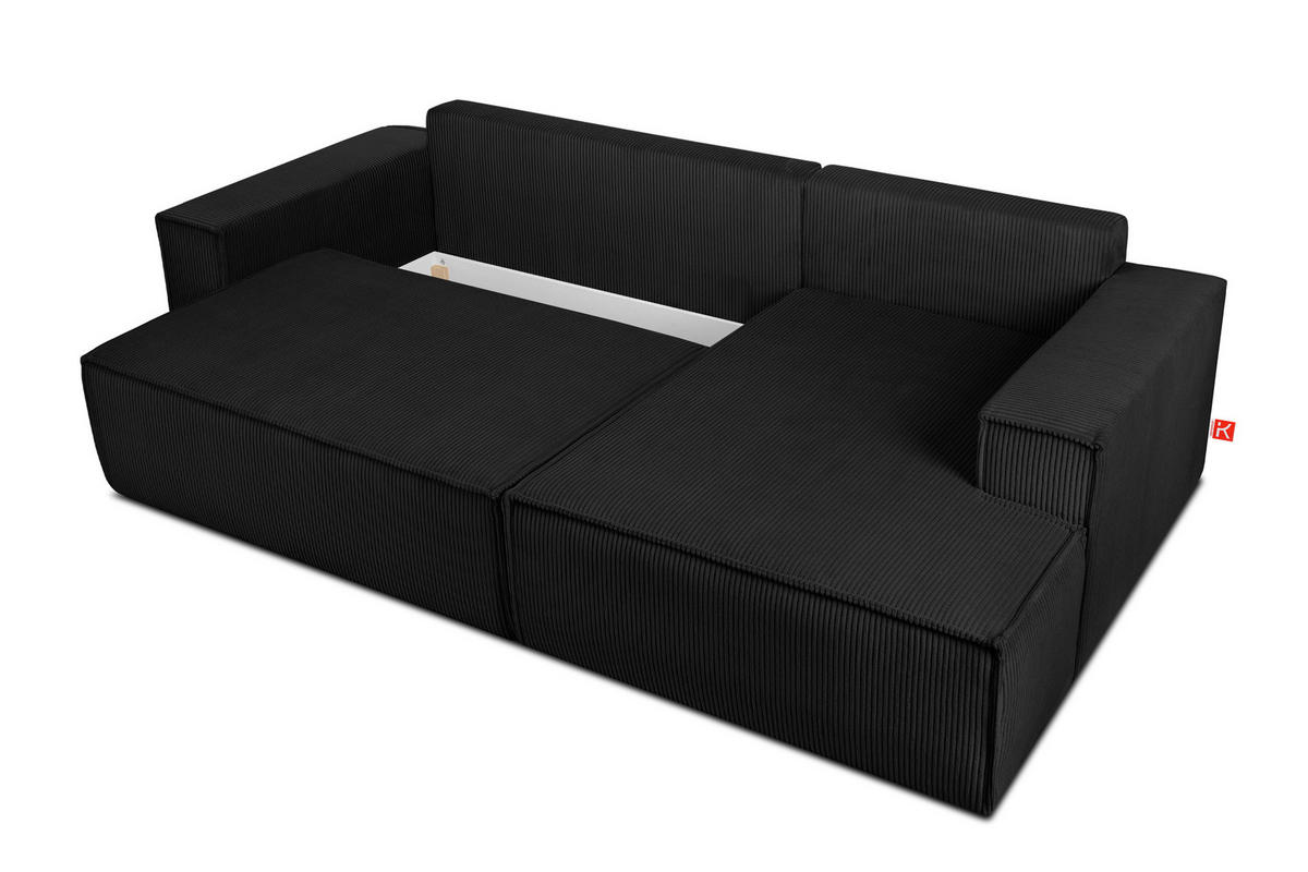 ECKSCHLAFSOFA-RECHTS NAPI in Pet Friendly Cord-Stoff, schwarz - Schwarz, Textil (262/148cm) - KONSIMO®