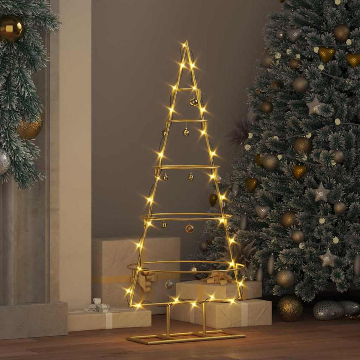 WEIHNACHTSBAUM Metall Gold 90 Cm Pulverbeschichteter Stahl - Goldfarben, Metall (90cm) - vidaXL