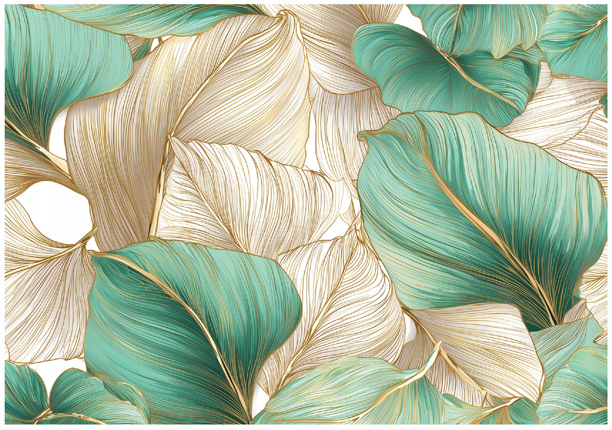 Wallarena FOTOTAPETA listy glamour green 350x250 cm