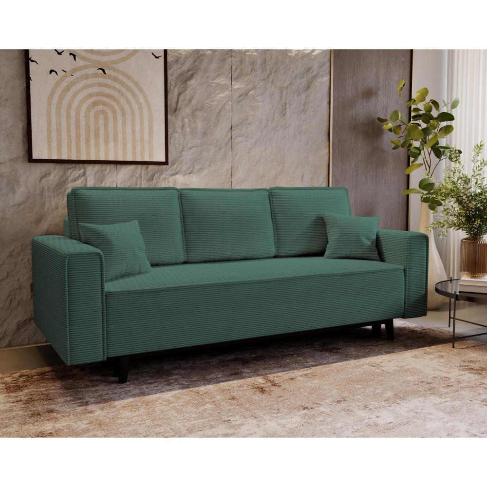 3-SITZER SOFA Monte mit Schlaffunktion grün - Grün, Textil (225/73/95cm) - Beautysofa