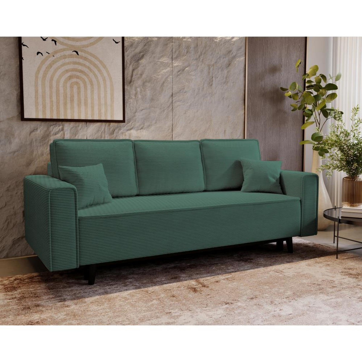 3-SITZER SOFA Monte mit Schlaffunktion grün - Grün, Textil (225/73/95cm) - Beautysofa