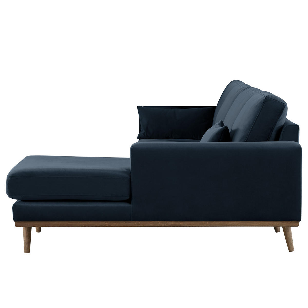 ECKSOFA mit Longchair - Eichefarben/Dunkelblau, Eichenholz/Textil (281/153cm) - home24