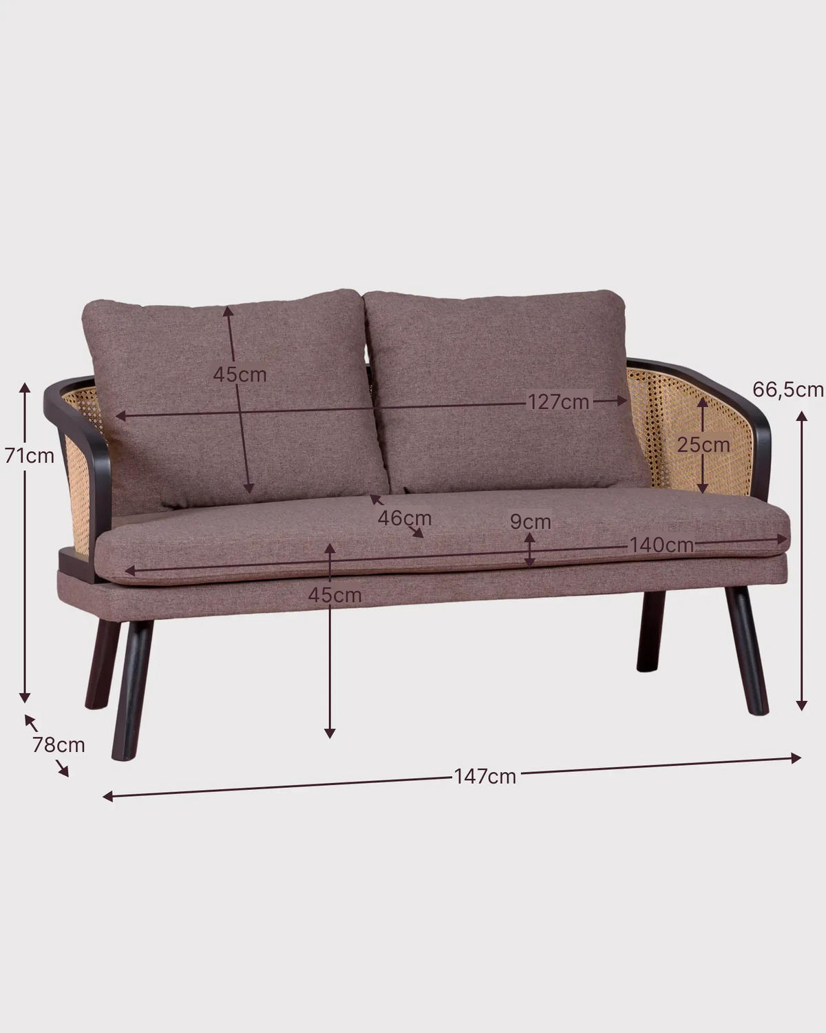 SOFA Naturmaterialien Schwarz - Schwarz, Naturmaterialien (147/86/78cm) - Nest Dream