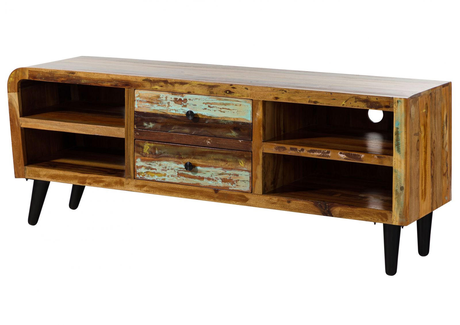 TV-BOARD Altholz 170x45x65 mehrfarbig lackiert SIXTIES #117 - Multicolor, Holz (170/65/45cm) - Massivmoebel24