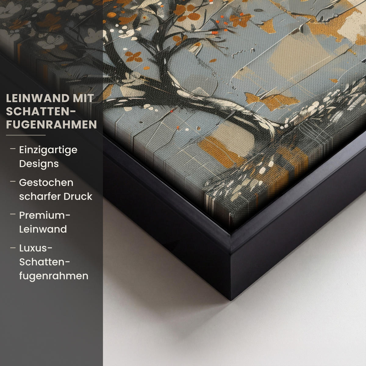 LEINWAND Bilder mit Rahmen - Baum - Graffiti - Banksy-Stil - Ballon-Mädchen - 20x20 - Blaugrau, Textil (20/20cm) - MuchoWow