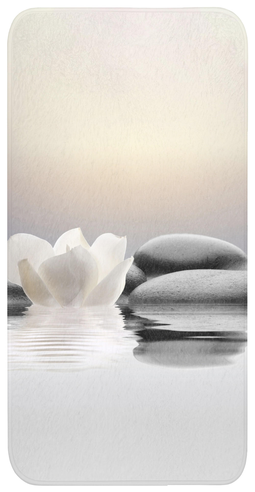 KOUPELNOVÁ PŘEDLOŽKA Kameny - Lotos - Bílý - Voda - Zen 60x120 cm - bílá, textil/plast (60/120cm) - OnlyWow