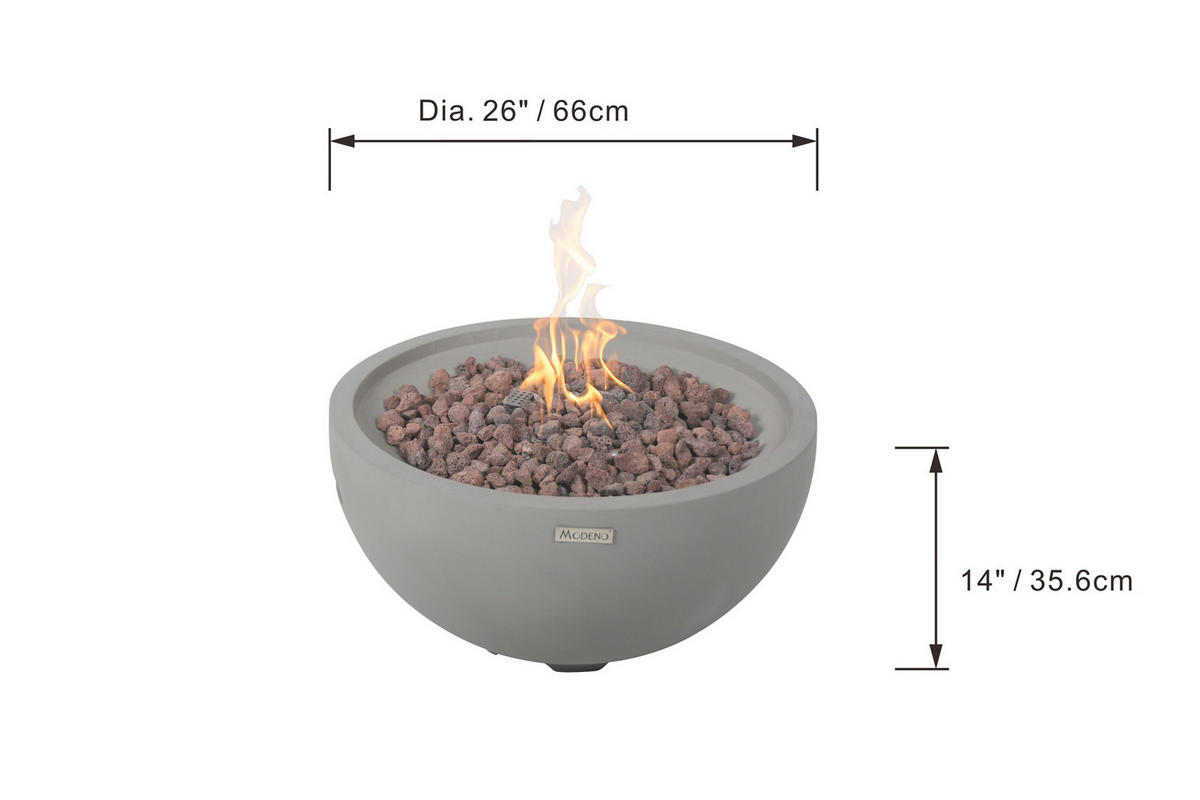 FEUERTISCH Nantucket Gasfeuerstelle aus GF-Beton 67/67/35 cm - Hellgrau, Naturmaterialien (68/36/68cm) - Elementi