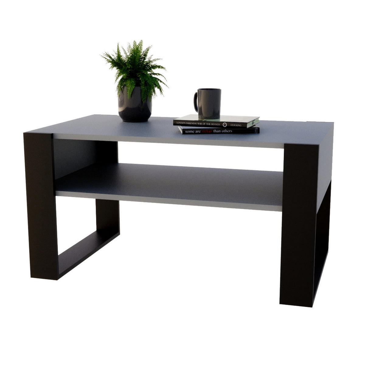COUCHTISCH KARO 92 - Schwarz/Grau, Holz (53.6/92/45cm) - Mat-Haus