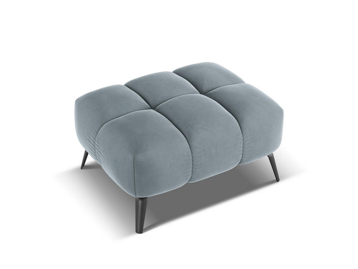POUF Samt Stoff Blau - Blau/Schwarz, Textil/Metall (78/41/60cm) - Makamii