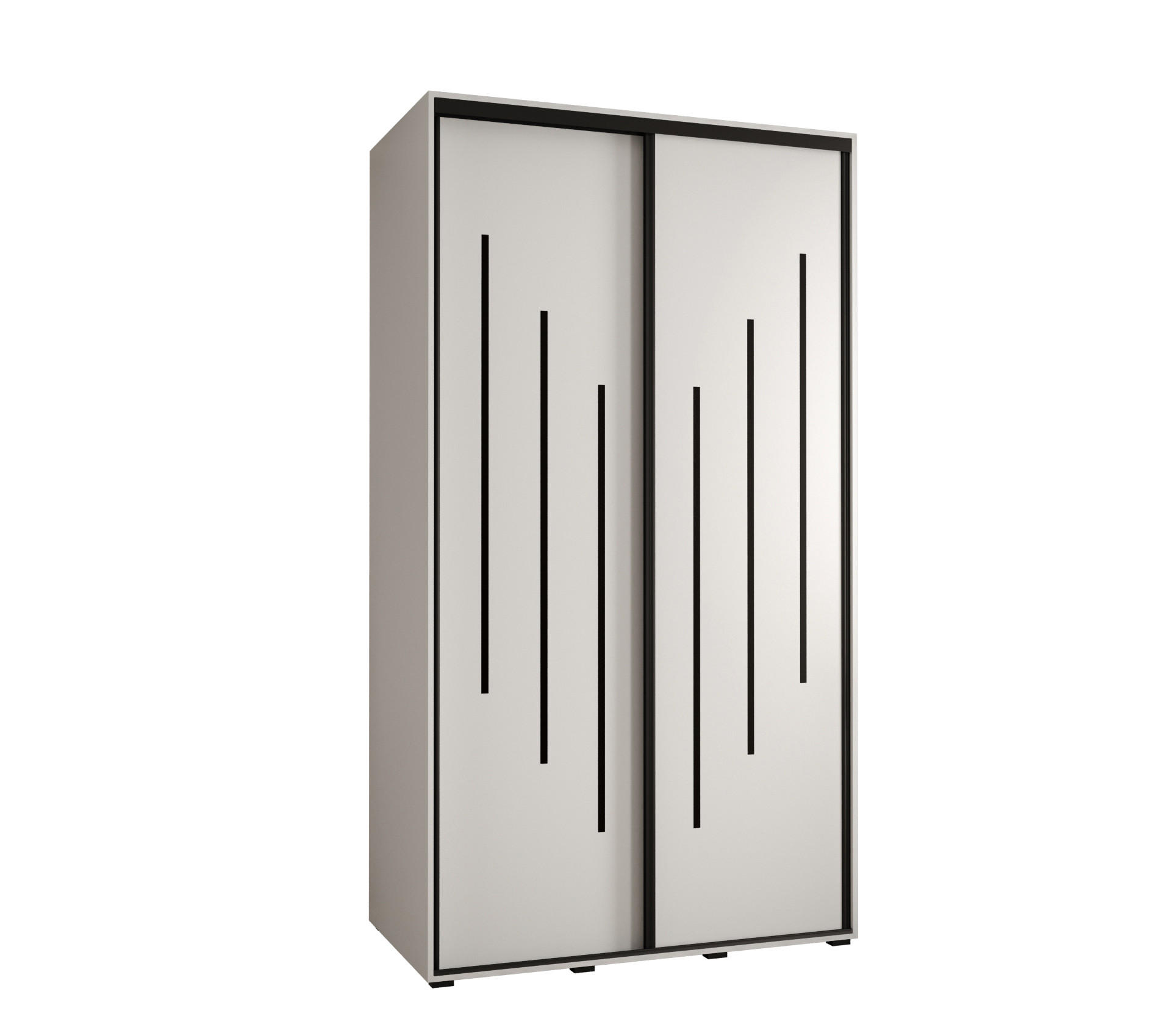 Abiks Möbel Schwebetürenschrank Weiß, Weiß, Schwarz 140x235x60 cm