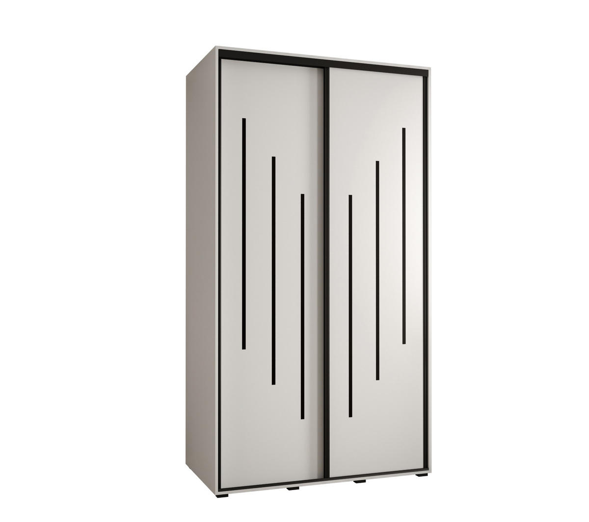 SCHWEBETÜRENSCHRANK 235,2/130/60 2-türig - Schwarz/Weiß, Holz/Metall (130/235/60cm) - Abiks Möbel