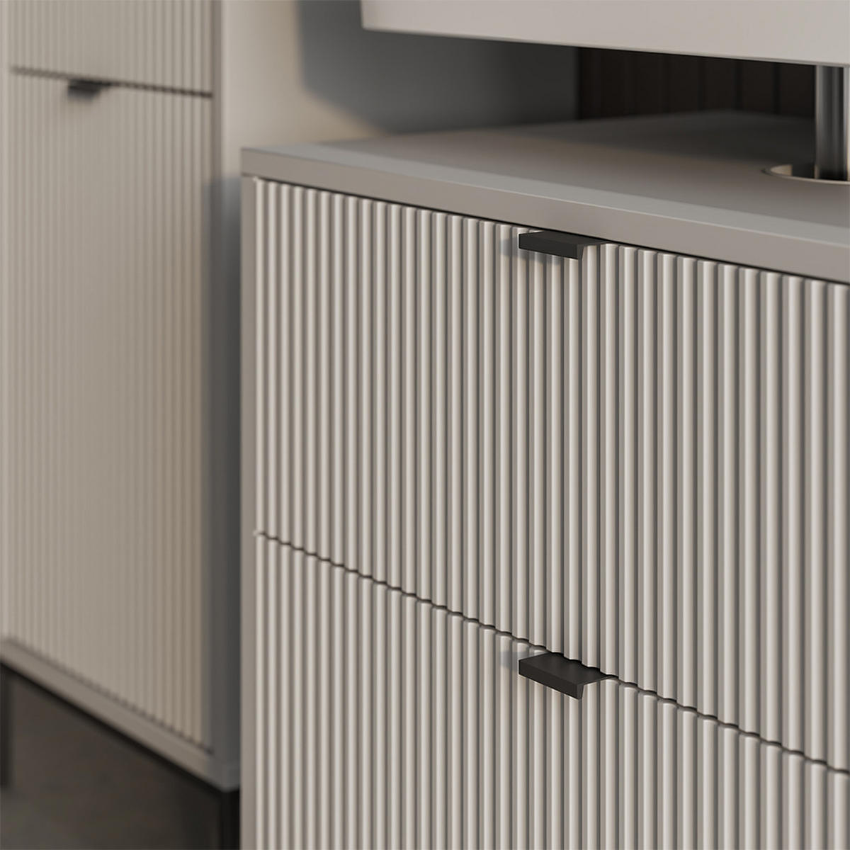 BADMÖBEL-SET Eliza Grau 2 Teile - Grau, Holzwerkstoff (70/63/45.1cm) - Vicco