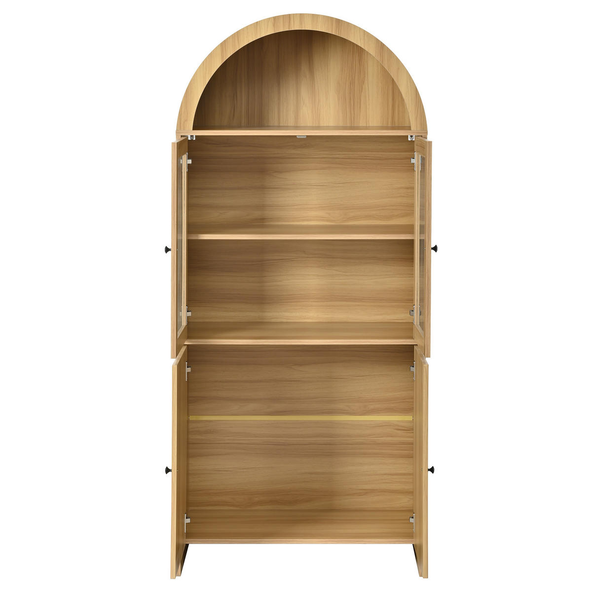 VITRINENSCHRANK Bogendecke Glas Türen Wellenmuster Weiß - Naturfarben, Holzwerkstoff (40/176/78cm) - FLIEKS