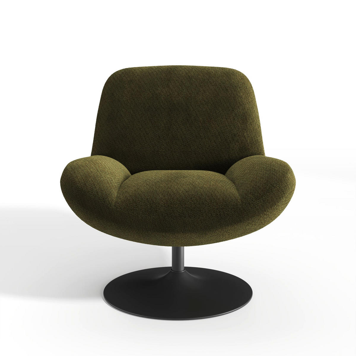 DREHSESSEL RETRO Bouclé-Samt Vintage-Grün 71cm - Dunkelgrün/Grün, Textil (71/80/76cm) - Premium Interiors
