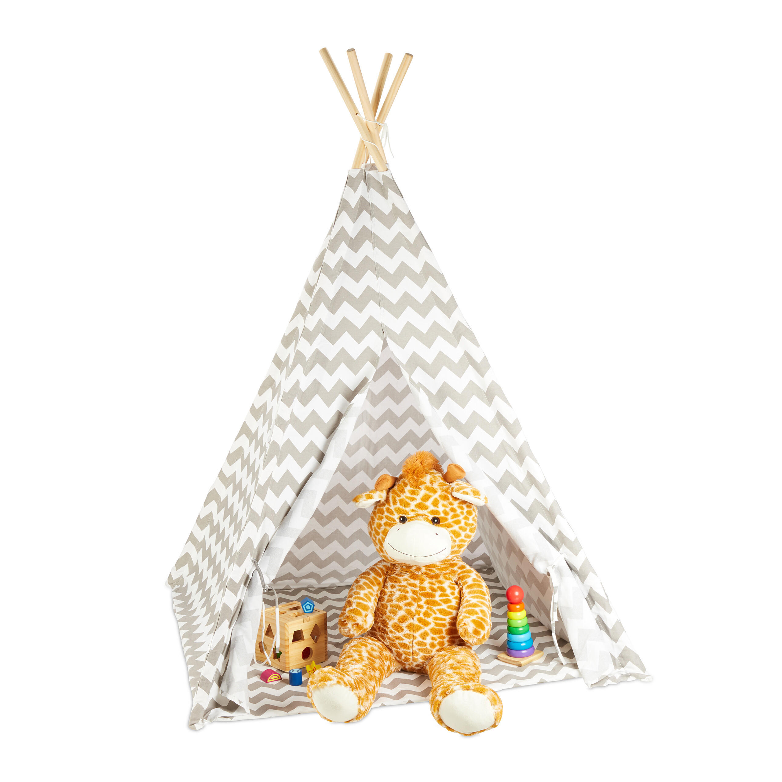 TIPI Zelt - Multicolor, Holz/Textil (115/115cm) - Relaxdays