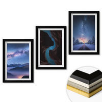 WANDBILDER 3er-Set - 20x30 cm Schwarzer Rahmen - Nachthimmel, Berge, Winterlandschaft - Schwarz, Kunststoff (20/30cm) - ArtPrintCave