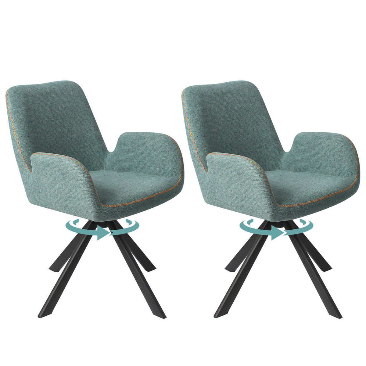 ARMLEHNSTUHL-SET 2 Stück in Stoff(YZ7) - Mintgrün, Textil (56/82/59cm) - HOMAVO