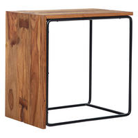 BEISTELLTISCH – Massivholz Braun Industrial 45x30x45 cm - Schwarz/Braun, Holz/Metall (30/45/45cm) - KADIMA DESIGN