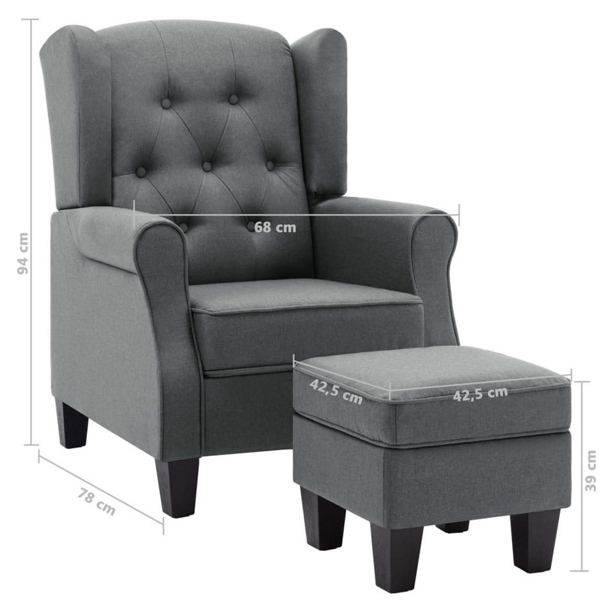 DELETE - Grau, Textil (68/94/78cm) - vidaXL