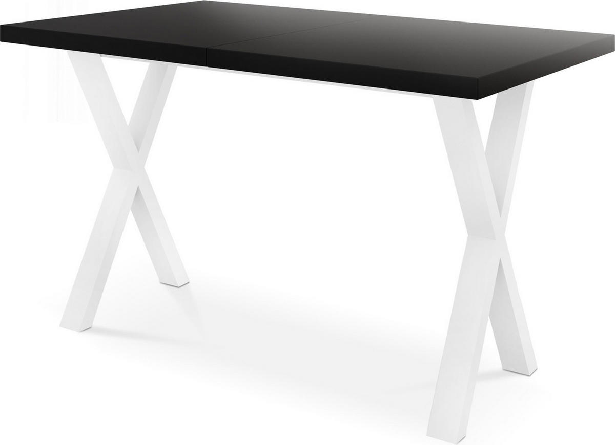 ESSTISCH Luiza rechteckig ausziehbar, Schwarz 120-220/80/76 cm - Schwarz/Weiß, Holzwerkstoff/Metall (120/80/76cm) - WFL GROUP