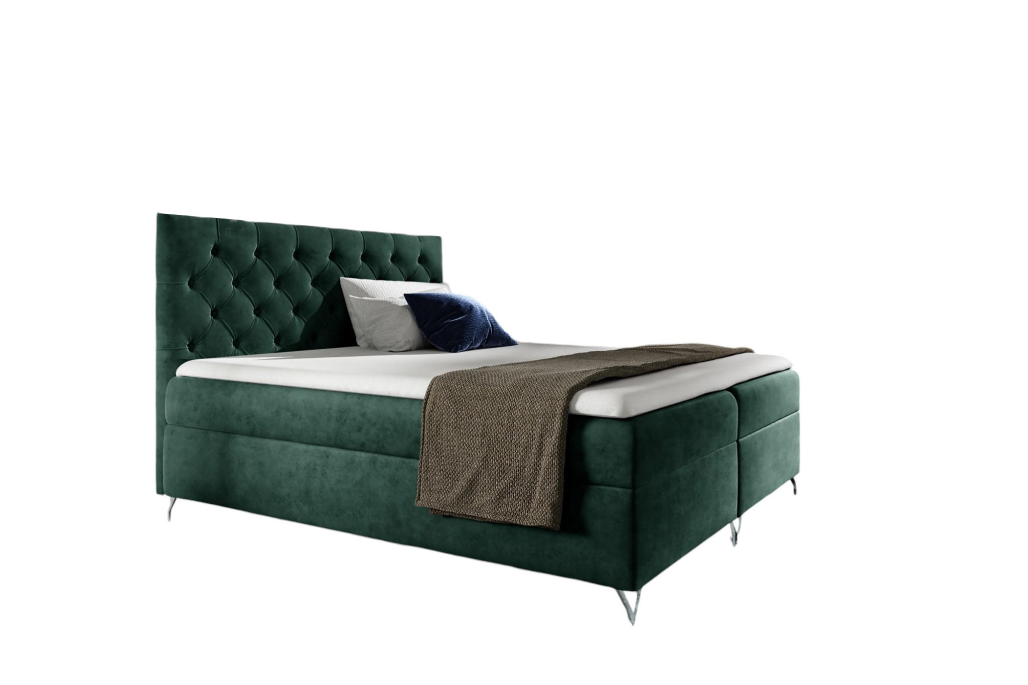 BOXBETT Ambre In überlänge - Grün, Holzwerkstoff/Textil (140/220cm) - Fun Möbel