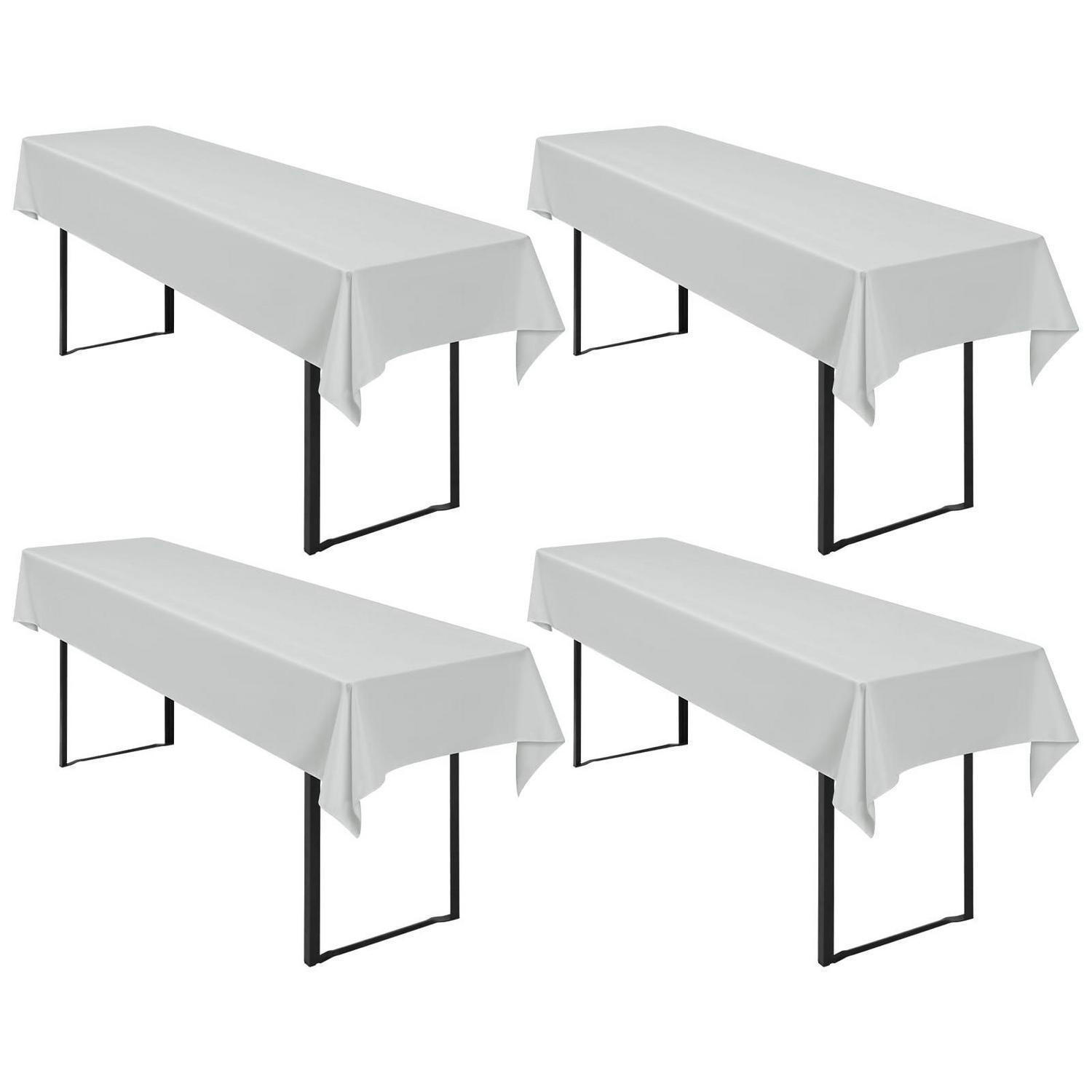TISCHDECKE 4-teiliges Set Hellgrau 250 x 100 cm - Grau, Textil (250/100/1.5cm)