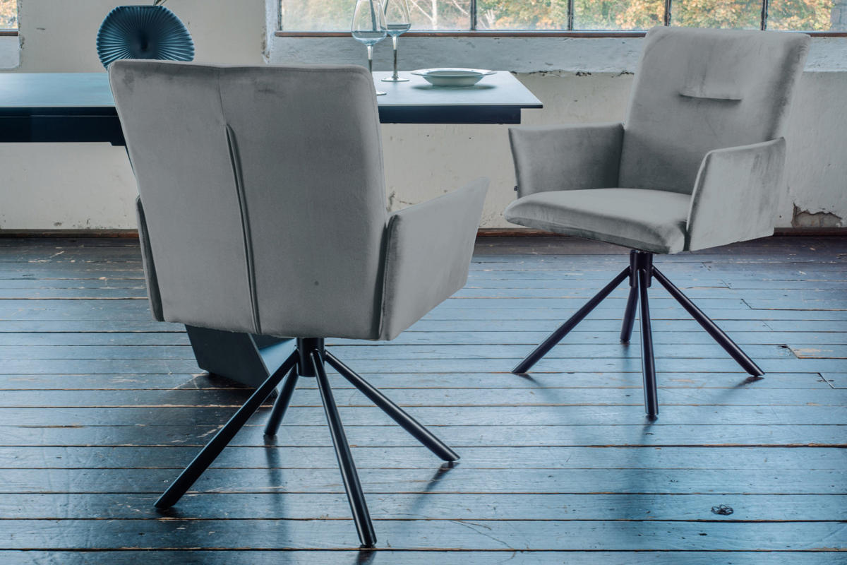 ESSZIMMERSTUHL KYRA Grau Velvet - Schwarz/Grau, Kunststoff/Textil (64/88/61cm) - KAWOLA
