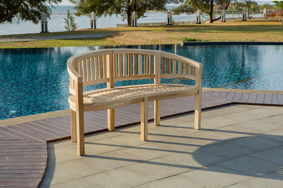 GARTENSITZBANK Teaka 2-sitzer in Bananenform, 150 cm,Teakholz - Naturfarben, Holz (150/87/61cm) - TPFGarden