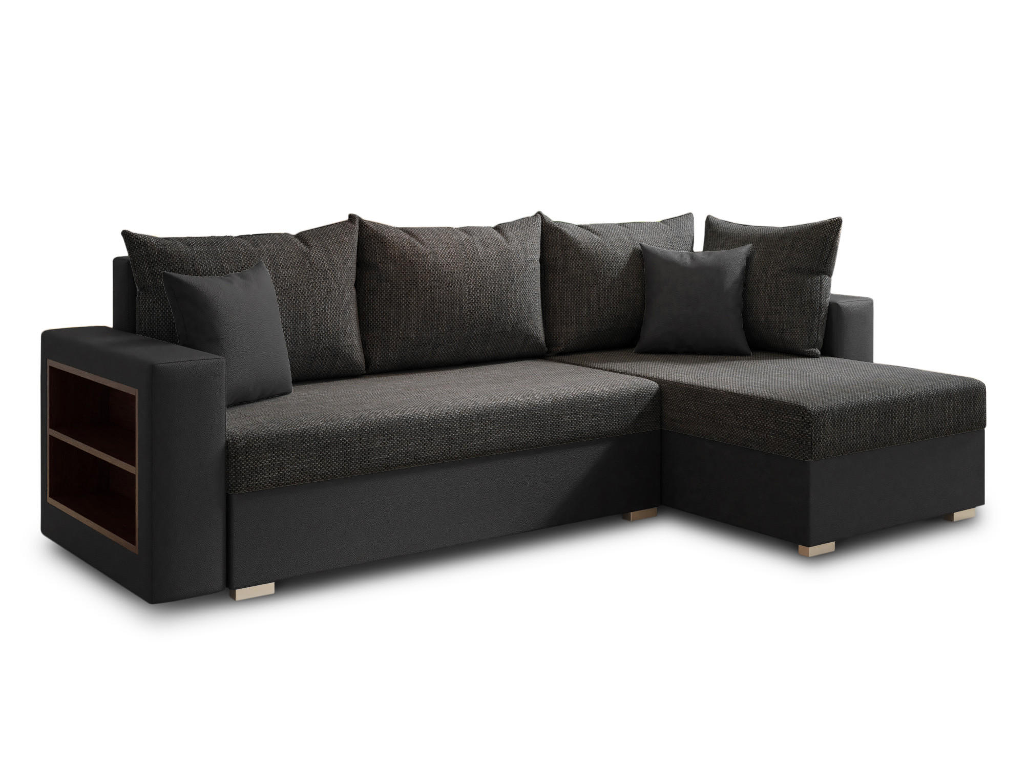 ECKSOFA Lord, Seite: Rechts - Schwarz, Holz/Textil (238/141cm) - Sofnet