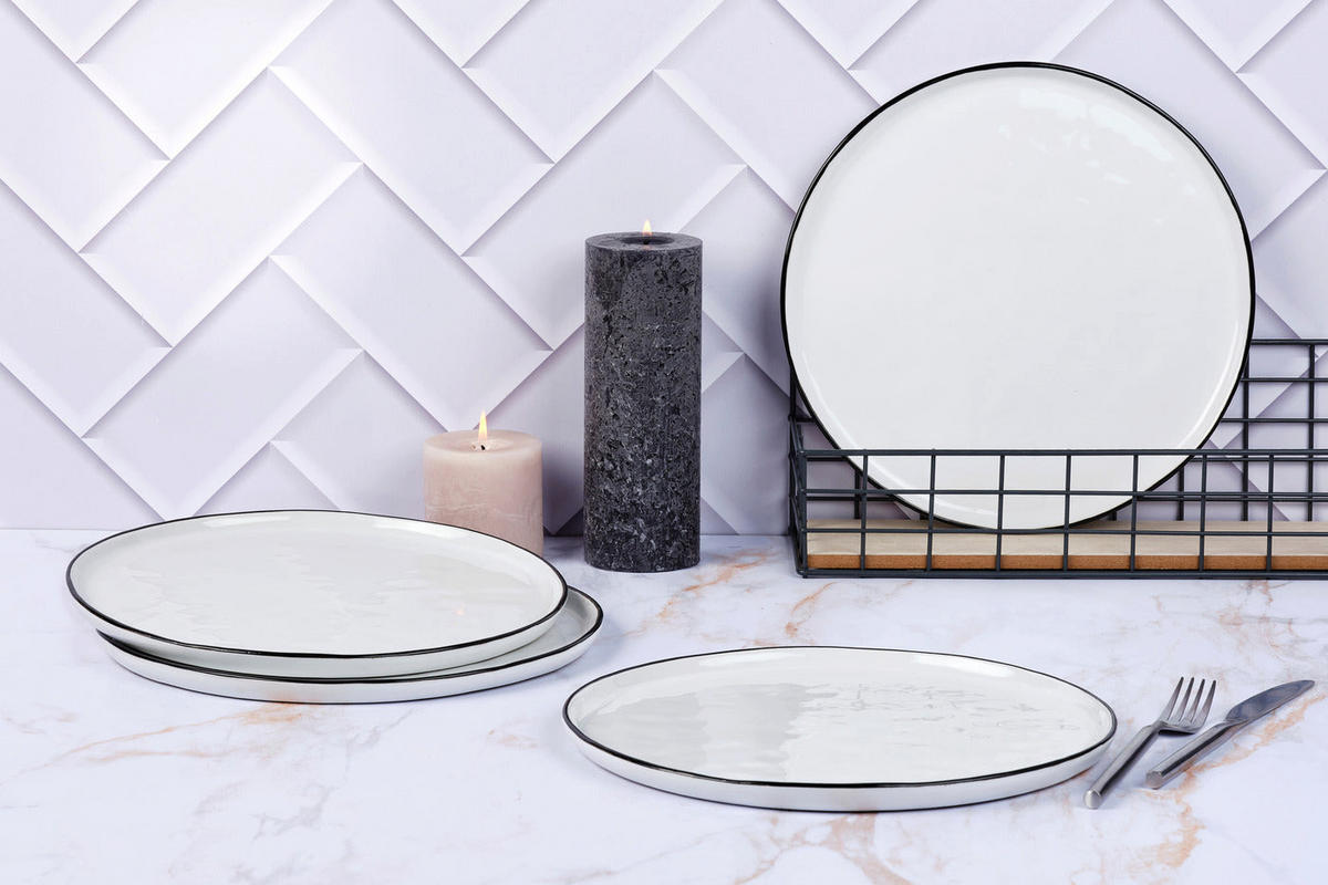 TELLER Pure Ø27,5cm - 4er-Set - Schneeweiß - Weiß, Keramik (27.5cm) - Björn