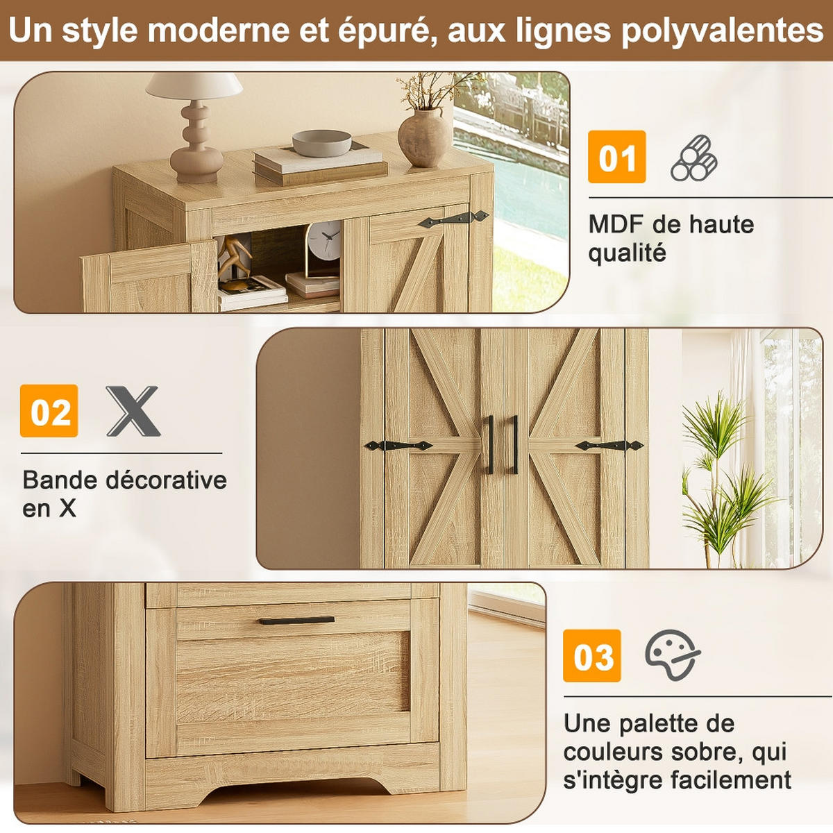 KÜCHENINSEL Küchenschrank Landhausstil, SCHEUNENTÜR DESIGN, mit 2 Schubladen, Naturholzfarbe, 60/128/30 cm - Naturfarben, Kunststoff (30/128/60cm) - Rolipo
