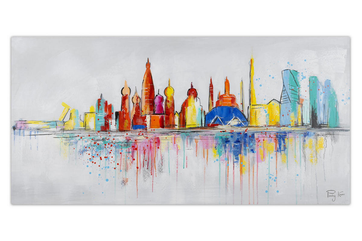 ACRYLBILD HANDGEMALT 120/60 cm - Multicolor/Grau, Holz/Textil (1.7/60cm) - KUNSTLOFT