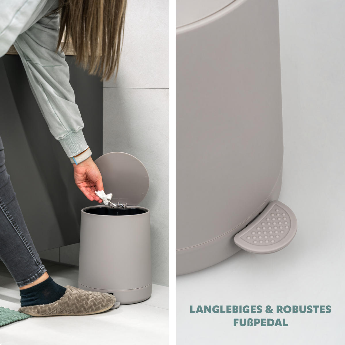 KOSMETIKEIMER TESERO, Kunststoff, taupe - Taupe, Kunststoff (22.5/25.5/25cm) - eluno