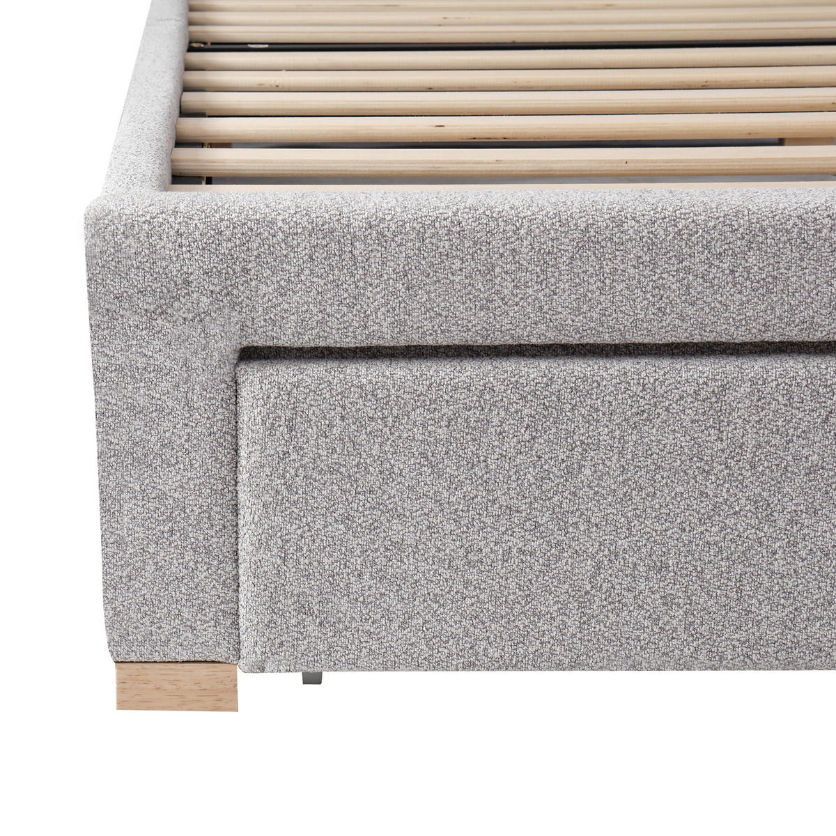 POLSTERBETT 90/200 cm Grau mit Lattenrost und Stauraum aus Chenille - Grau, Textil (90/200cm) - OKWISH