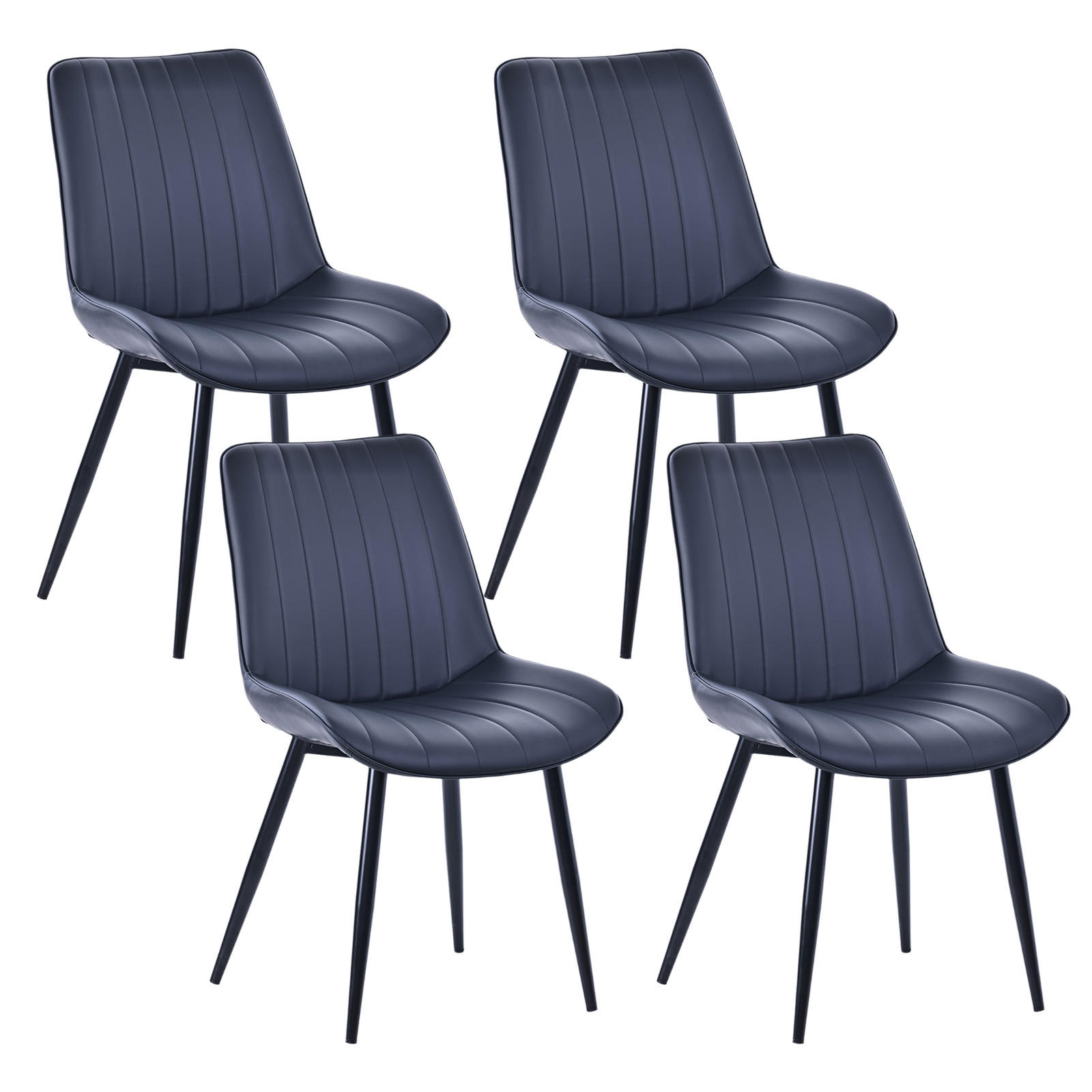 STUHL-SET 4 Stück Kunstleder-YZ1 - Schwarz, Textil/Metall (53/88/62.5cm) - HOMAVO