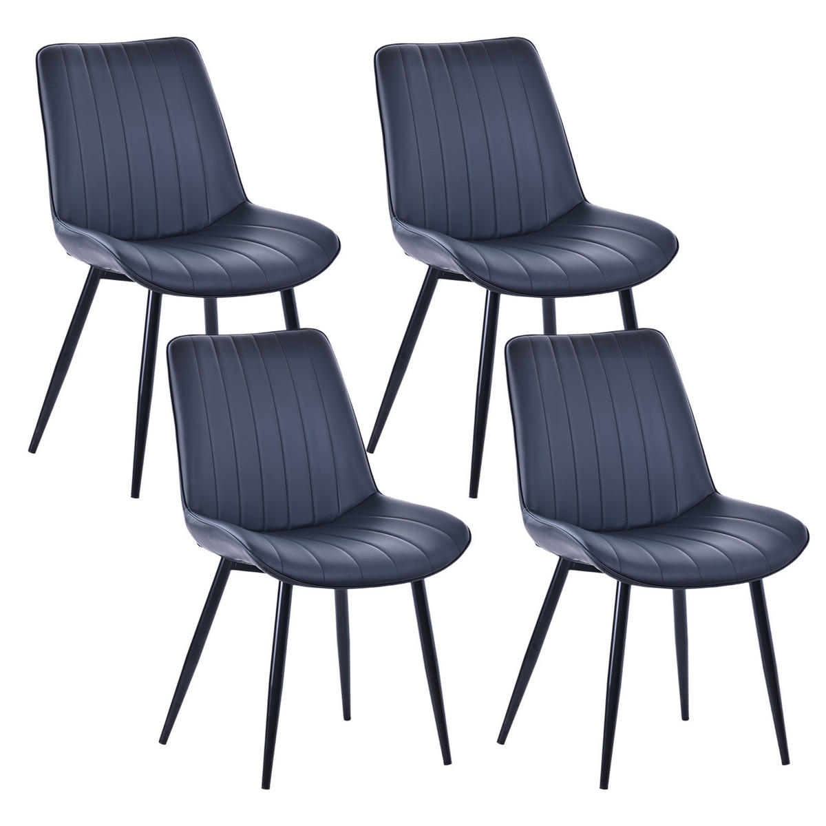 STUHL-SET 4 Stück Kunstleder-YZ1 - Schwarz, Textil/Metall (53/88/62.5cm) - HOMAVO