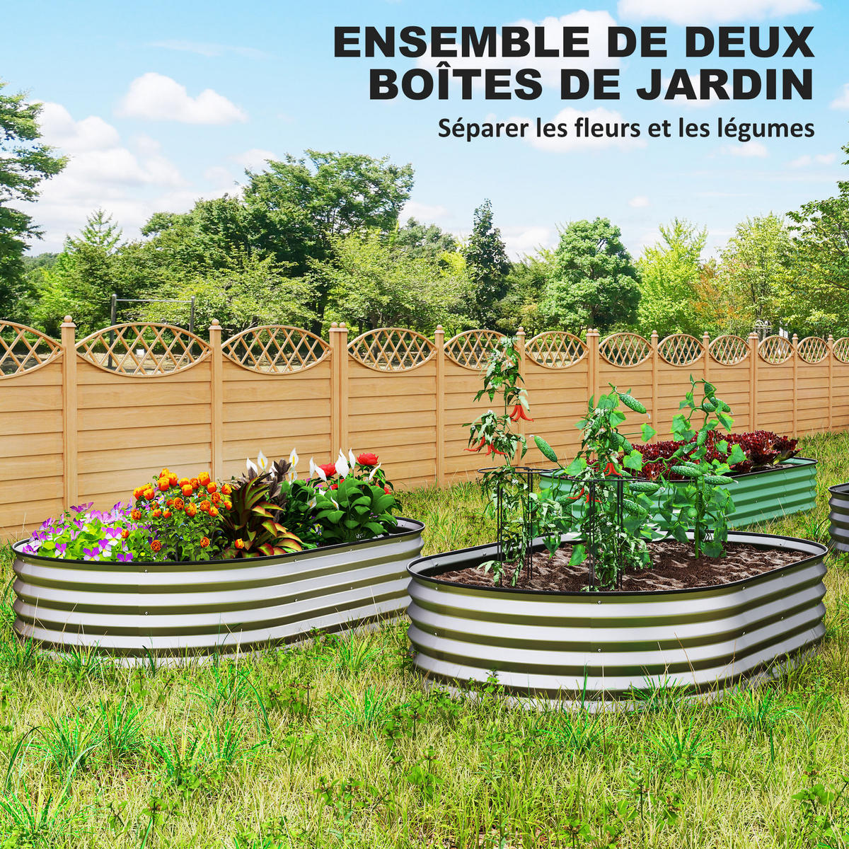 HOCHBEET-SET DE-12173 2er-Set 152/91/30 cm mit Gummikante Silber - Silberfarben, Metall (152/30/91cm) - ComfortXL