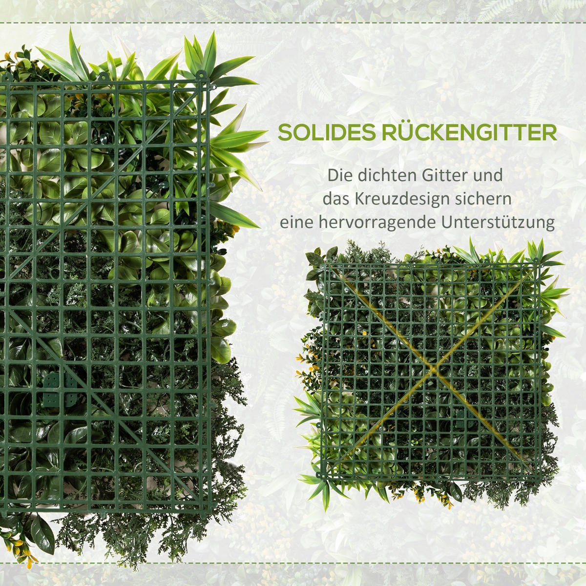 KÜNSTLICHES Pflanzenwand Hecke, PE, Grün - Grün, Kunststoff (50/7/50cm) - Outsunny