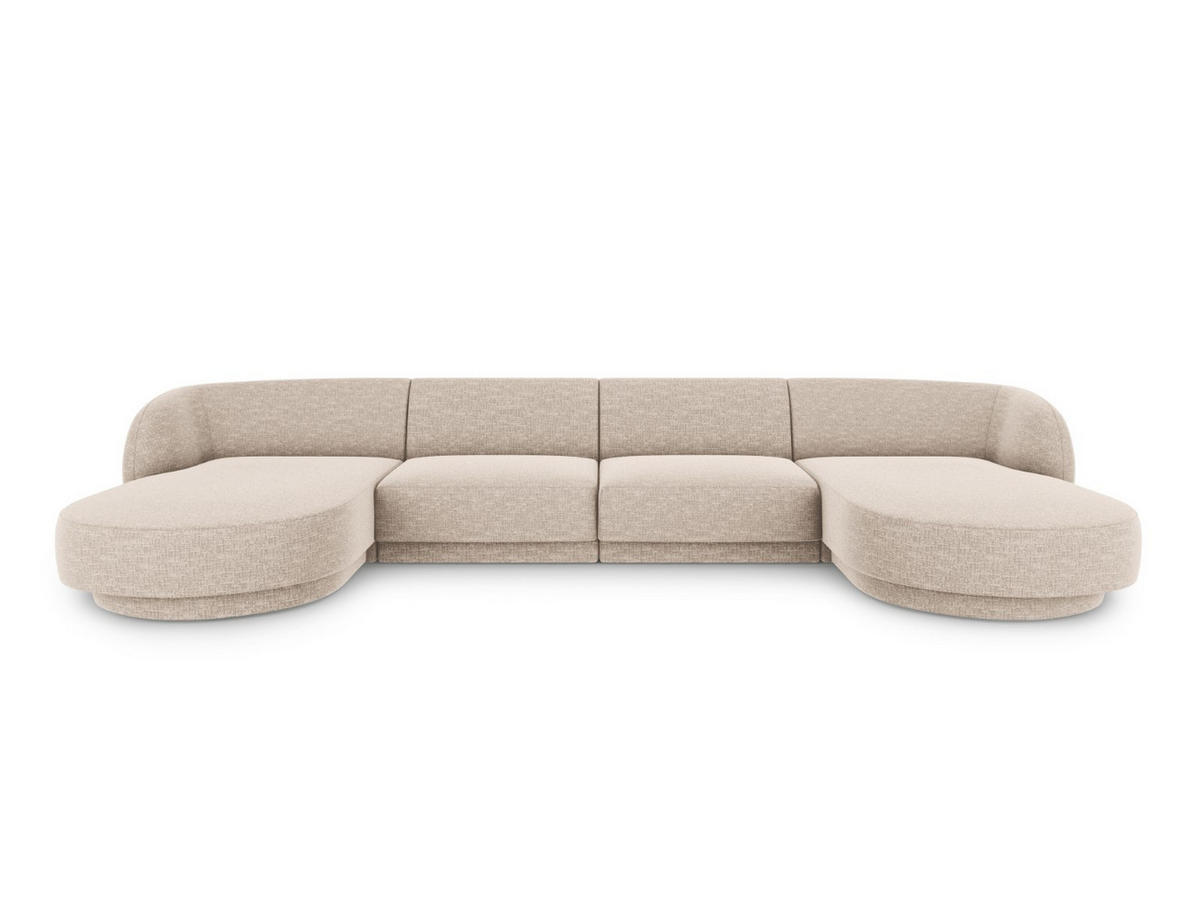 PANORAMASOFA Miley aus Chenille-Stoff beige 5 Sitzplätze - Beige, Textil (156/70/330cm) - Micadoni